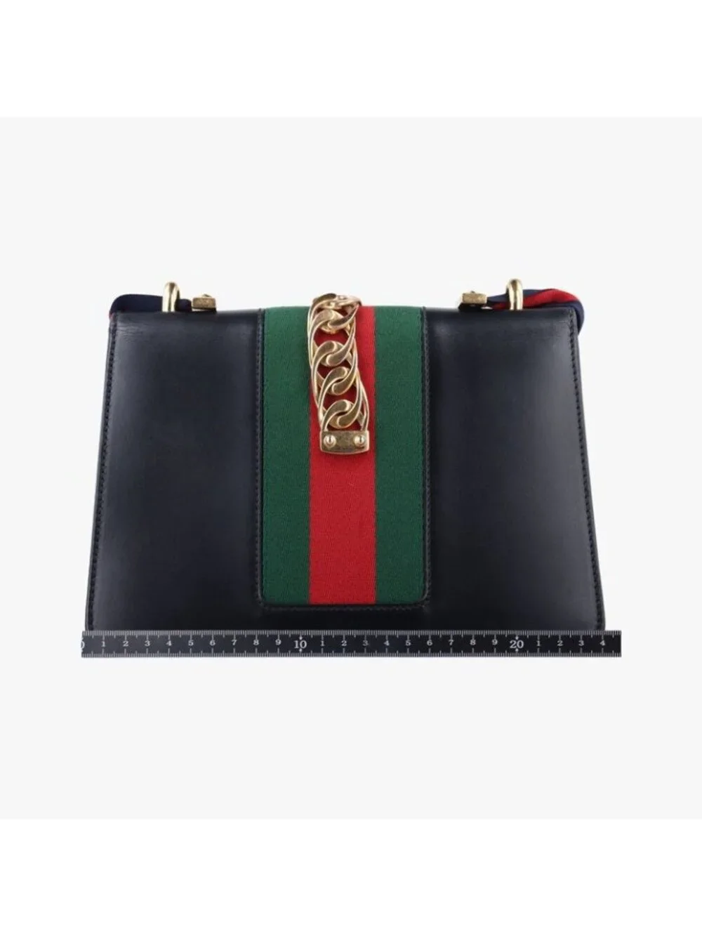 Gucci Sylvie Black Green Red Leather Messenger Bag - Picture 2 of 15